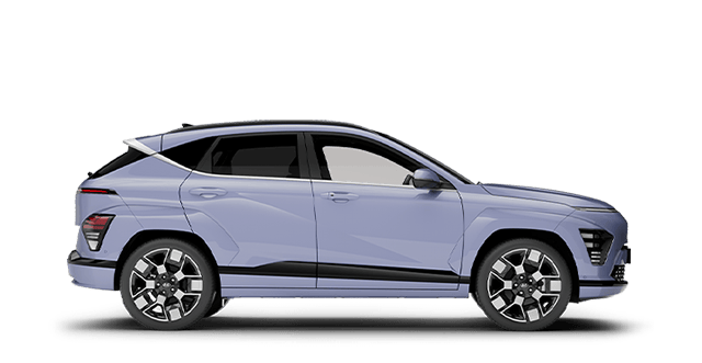 Kona electric premium meta blue side profile